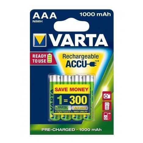 Batterie NiMH Varta Ricaricabili AAA 1.2V 1000mAh 4-Vescica - 3