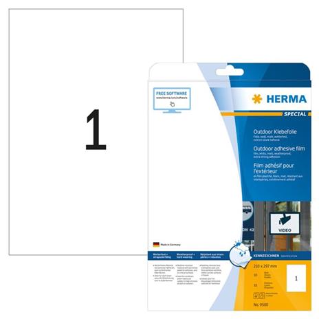 HERMA Etichette Impermeabili per Esterno A4 210x297mm 10 Fogli Bianchi