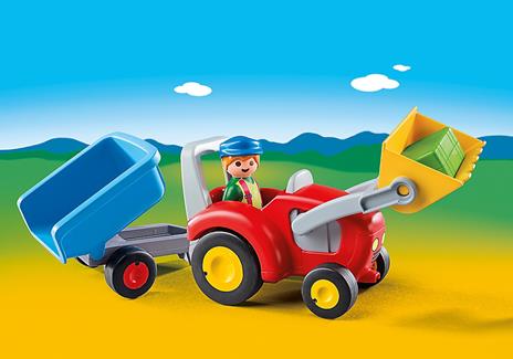 Playmobil 6964 Trattore con benna e rimorchio 1.2.3 - 4