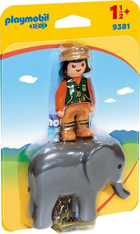 Playmobil 1. 2. 3 (9381). Custode Dello Zoo con Elefante 1. 2. 3