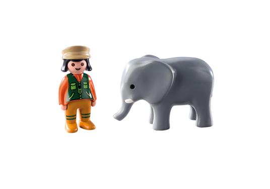 Playmobil 1. 2. 3 (9381). Custode Dello Zoo con Elefante 1. 2. 3 - 5