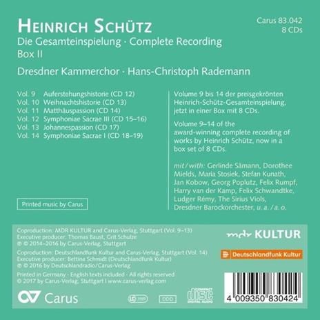 Die Gesamteinspielung 2 - CD Audio di Heinrich Schütz - 2