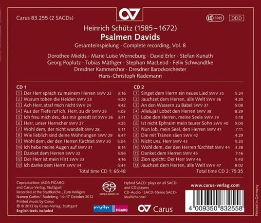 Psalmen Davids - SuperAudio CD di Heinrich Schütz - 2