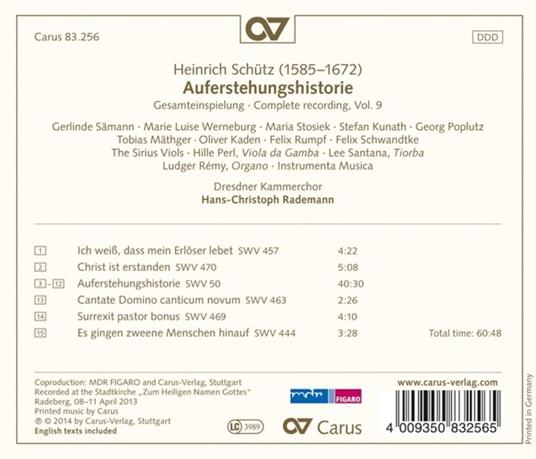 Auferstehungshistorie - CD Audio di Heinrich Schütz - 2