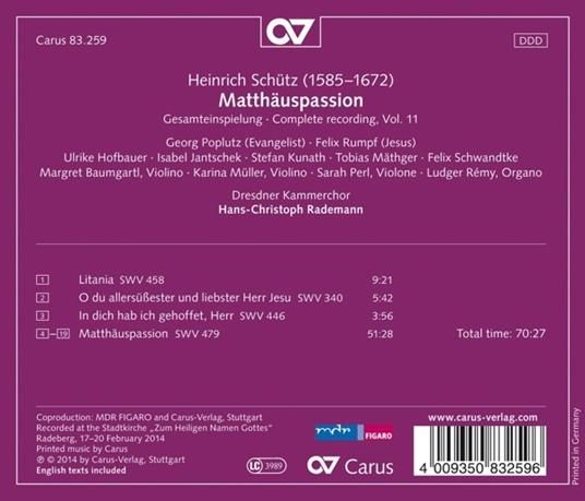 Matthaus Passion - CD Audio di Heinrich Schütz - 2