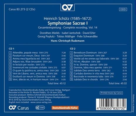 Symphoniae Sacrae 1 - CD Audio di Heinrich Schütz - 2