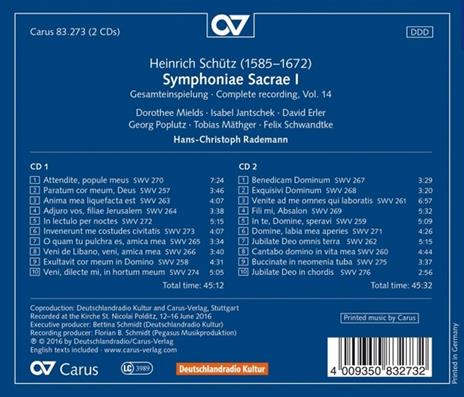 Symphoniae Sacrae 1 - CD Audio di Heinrich Schütz - 2