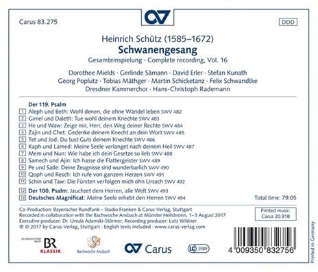 Schwanengesang - CD Audio di Heinrich Schütz - 2