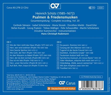 Psalmen & Friedensmusiken - CD Audio di Heinrich Schütz - 2