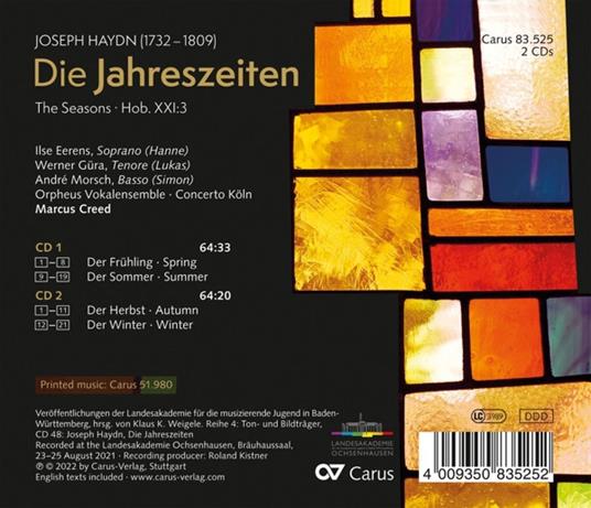 Haydn. Die Jahreszeiten - CD Audio di Ilse - Werner Gura Eerens - 2