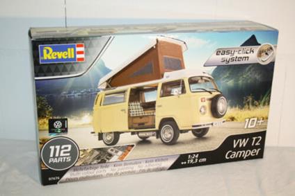 Revell- Model Set VW T2 Camper Montaggio per Principianti con Sistema Easy Click, Starter Kit con Accessori di Base, Colore Non Laccato, 67676