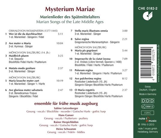 Mysterium Mariae - CD Audio di Ensemble Fruhe Musik Augsburg - 2