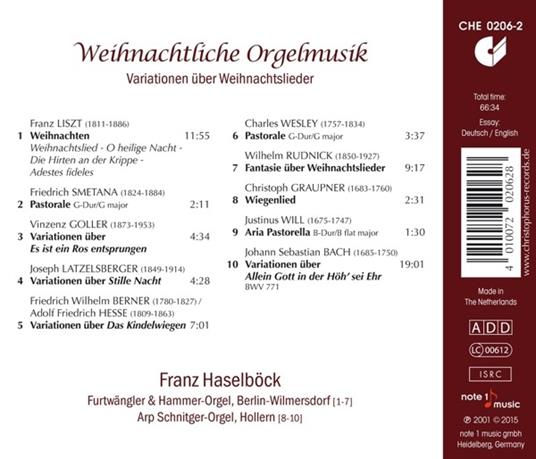 Weihnachtliche Orgelmusik - CD Audio di Franz Haselbock - 2