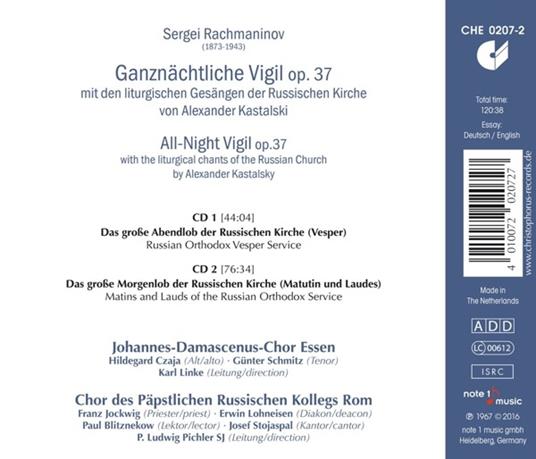 All-Night Vigil - CD Audio di Sergei Rachmaninov - 2