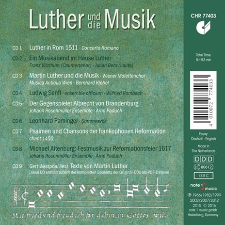 Luther in Music - CD Audio - 2