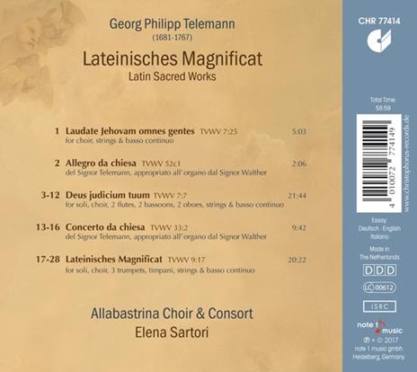 Lateinisches Magnificat - CD Audio di Georg Philipp Telemann - 2