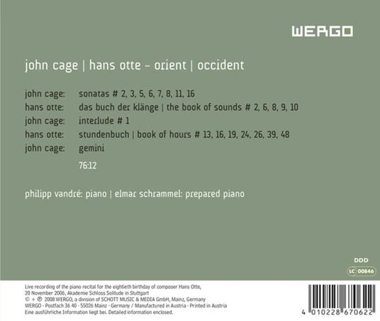 Orient - Occident - CD Audio di John Cage - 2