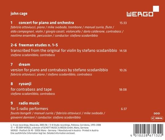 Concerto for Piano & Orch - CD Audio di John Cage - 2