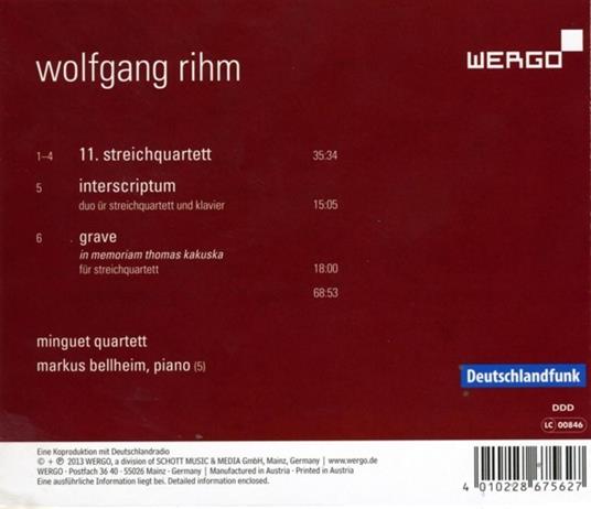 11 Quintetti per Archi - CD Audio di Wolfgang Rihm - 2