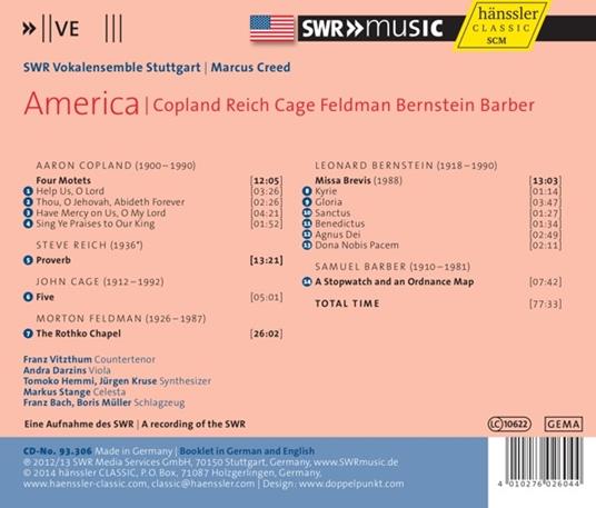 America. Brani corali - CD Audio di Marcus Creed - 2