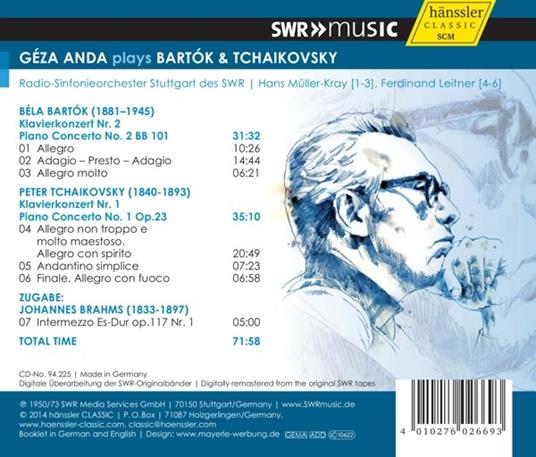Concerti per pianoforte - CD Audio di Pyotr Ilyich Tchaikovsky,Bela Bartok,Géza Anda - 2