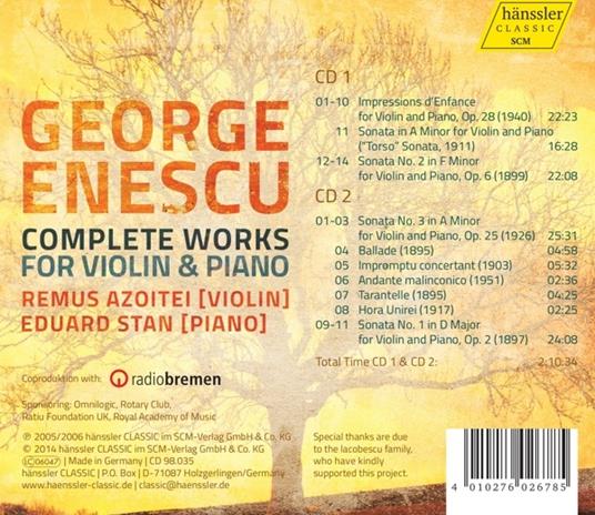 Opere per violino e pianoforte - CD Audio di George Enescu - 2