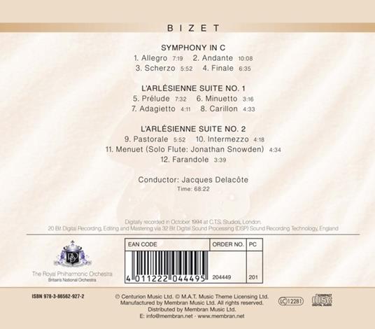 Sinfonia in Do - Suites L'Arlesienne n.1, n.2 - CD Audio di Georges Bizet,Royal Philharmonic Orchestra - 2