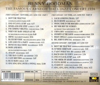 Famous Carnegie Concert - CD Audio di Benny Goodman