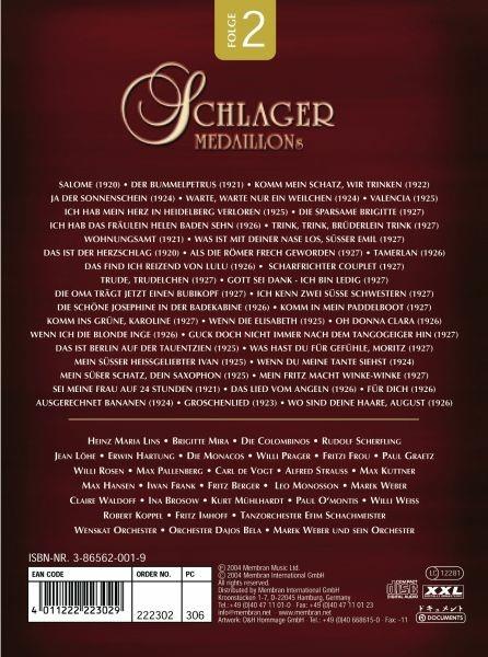 Schlager Medaillons Vol 2: Der Schlager Lernt Das Laufen 1920-1927 (2 CD) - CD Audio