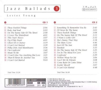 Jazz Ballads 3 - CD Audio di Lester Young