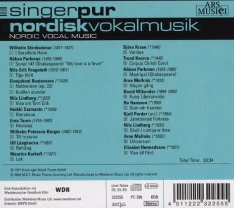Nordic Vocal Music - CD Audio - 2