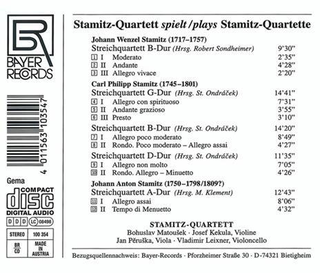 Streichquartette - CD Audio di Johann Stamitz - 2