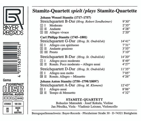 Streichquartette - CD Audio di Johann Stamitz - 2