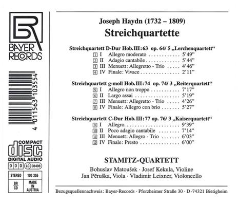 Quartetti per Archi op.64, 5, - CD Audio di Franz Joseph Haydn - 2