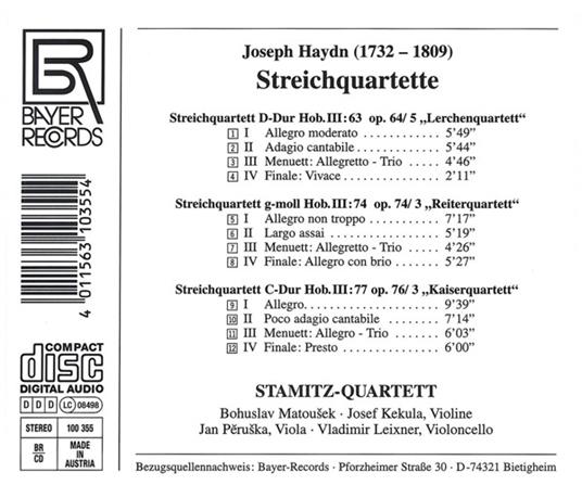 Quartetti per Archi op.64, 5, - CD Audio di Franz Joseph Haydn - 2