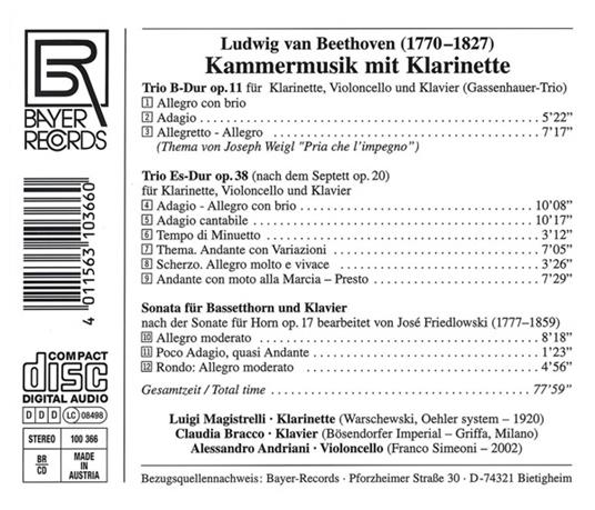 Kammermusik Mit Klarinett - CD Audio di Ludwig van Beethoven - 2