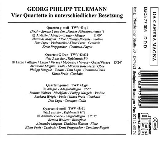4 Quartette Verschiedener - CD Audio di Georg Philipp Telemann - 2
