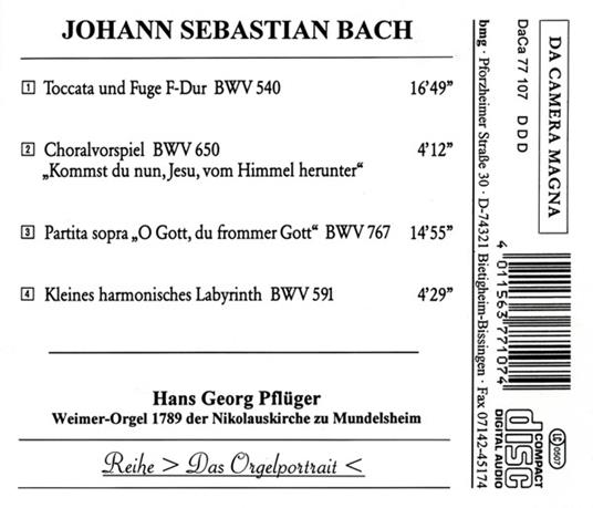 Die Weimer-Orgel 1789 - CD Audio di Johann Sebastian Bach - 2