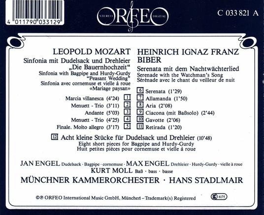 Sinfonia Die Bauernhochzeit / Serenata Nachtwachterlied - CD Audio di Heinrich Ignaz Franz Von Biber,Leopold Mozart,Hans Stadlmair - 2