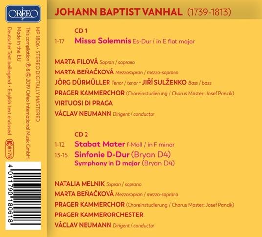 Missa Solemnis - Stabat Mater - CD Audio di Johann Baptist Vanhal - 2