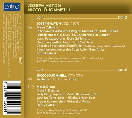 Missa Cellensis/ Te Deum (2 Cd) - CD Audio di Franz Joseph Haydn,Niccolò Jommelli - 2