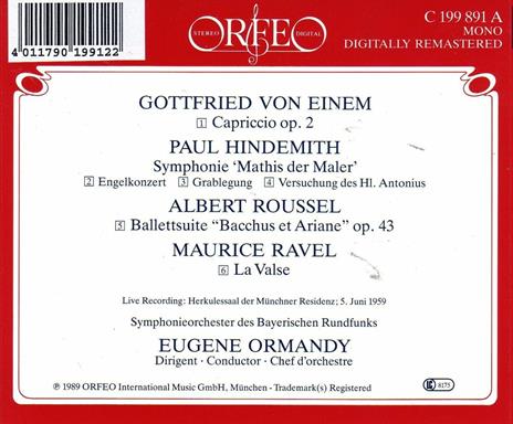 Capriccio per orchestra op.2 / Sinfonia "Mattia il pittore" - CD Audio di Paul Hindemith,Albert Roussel,Gottfried von Einem,Eugene Ormandy,Orchestra Sinfonica della Radio Bavarese - 2