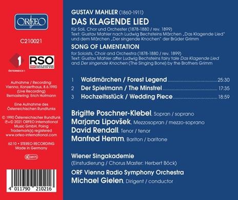 Das Klagende Lied / Song Of Lamentation - CD Audio di Gustav Mahler - 2