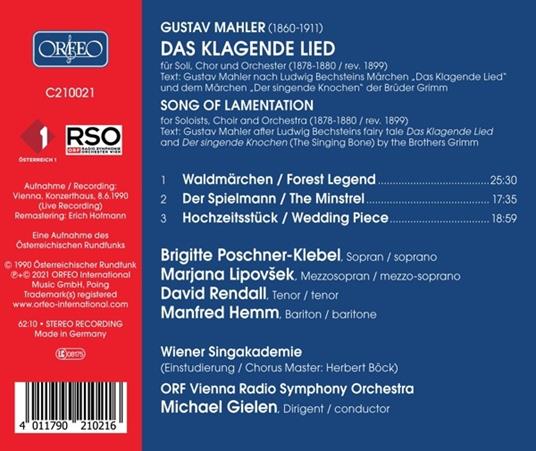 Das Klagende Lied / Song Of Lamentation - CD Audio di Gustav Mahler - 2