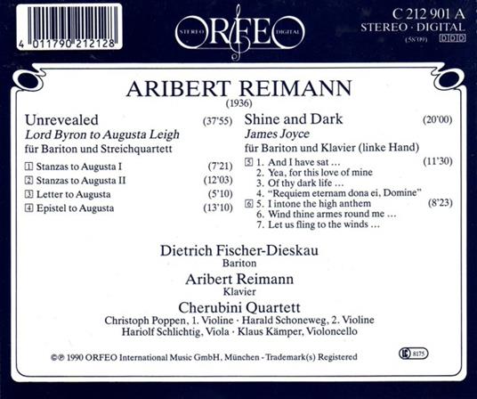 Unrevealed Shine & Dark - CD Audio di Aribert Reimann - 2
