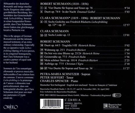 Lieder e duetti - CD Audio di Robert Schumann,Clara Schumann,Peter Seiffert,Petra Maria Schnitzer - 2