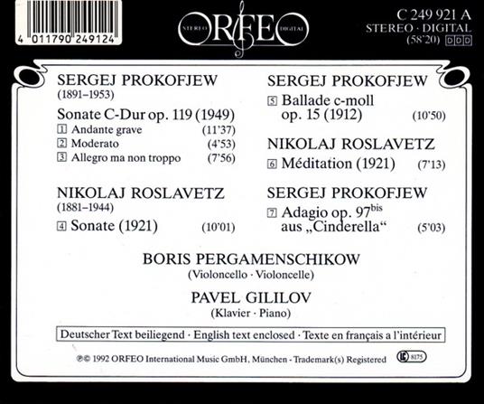Sonata per cello e piano op 119 (1949) in DO - CD Audio di Sergei Prokofiev - 2