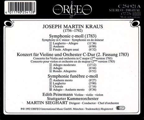 Symphonien Violinkonzert - CD Audio di Joseph Martin Kraus - 2