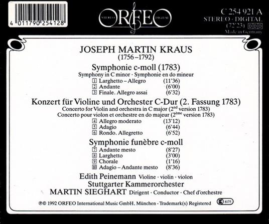 Symphonien Violinkonzert - CD Audio di Joseph Martin Kraus - 2