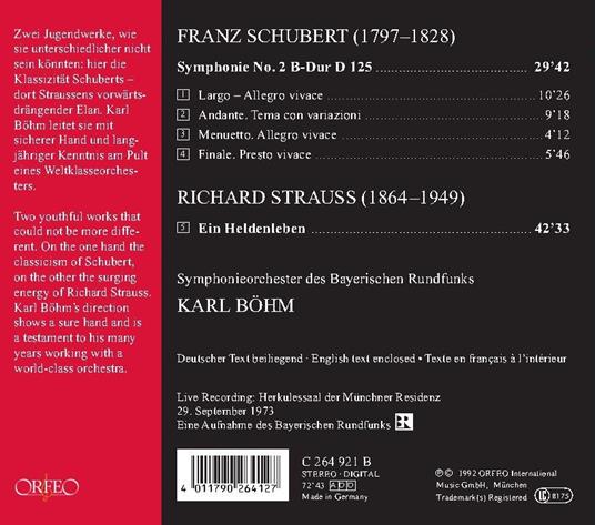 Sinfonia n.2 - Ein Heldenleben - CD Audio di Franz Schubert,Richard Strauss - 2